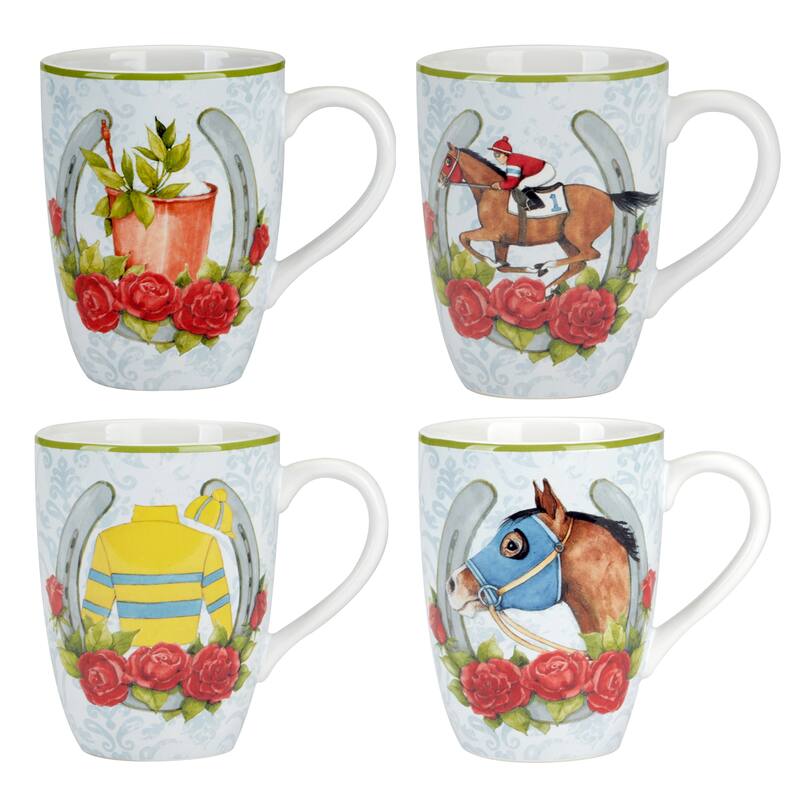 Certified International Derby Day at the Races Set of 4 Mugs