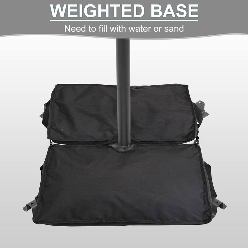 Ainfox 10 ft. Patio Offset Solar LED Umbrellas Cantilever Outside Umbrellas with Base