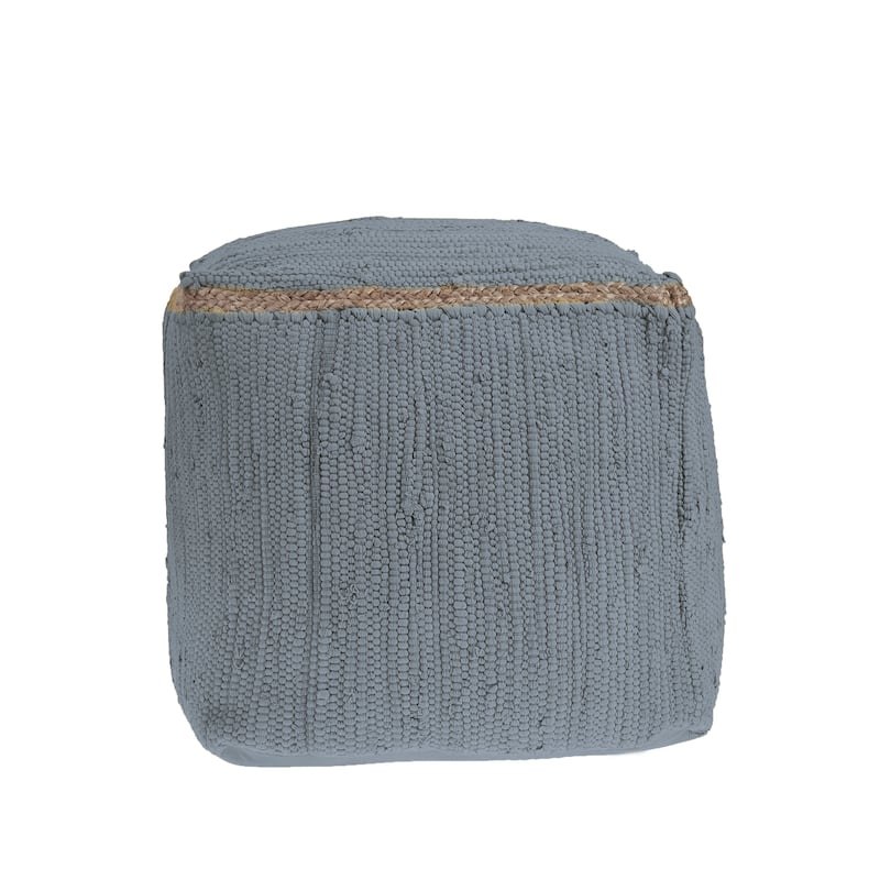Sevita Birch Hand-Loomed Square Cotton and Jute Pouf