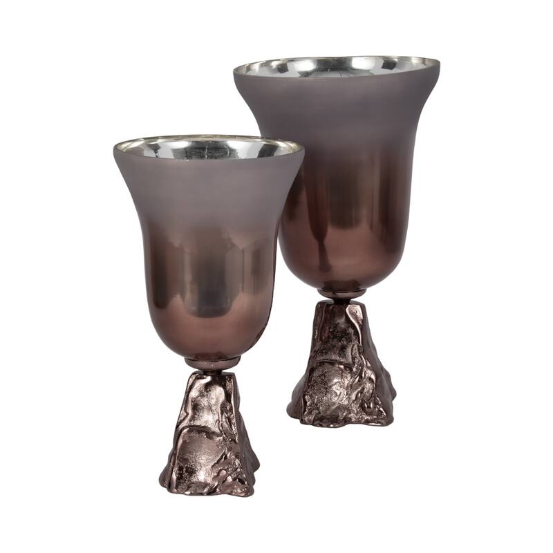 Sagebrook Home Glass Metallic Round 2Tone Chalice Vase