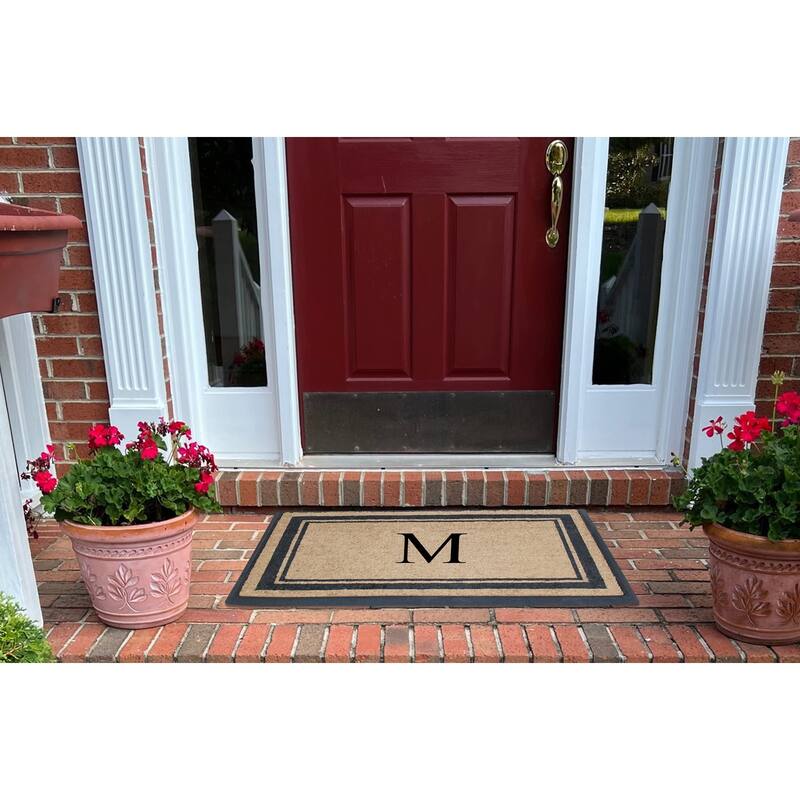A1HC Picture Frame Natural Rubber & Coir Large Monogrammed Doormat 24"x48"