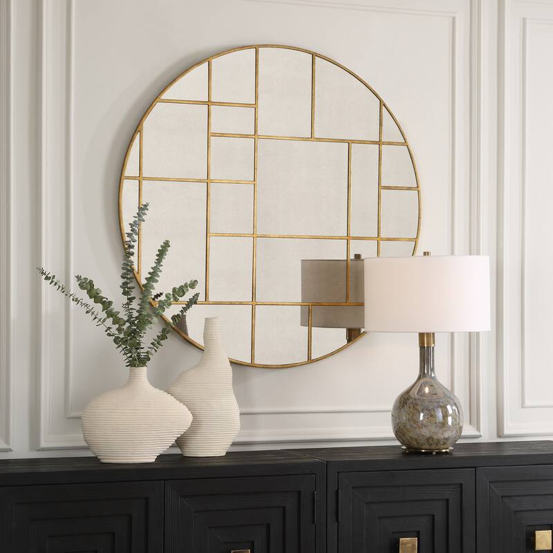 Uttermost 09969 Geometric 45" Diameter Circular Framed Bathroom Mirror