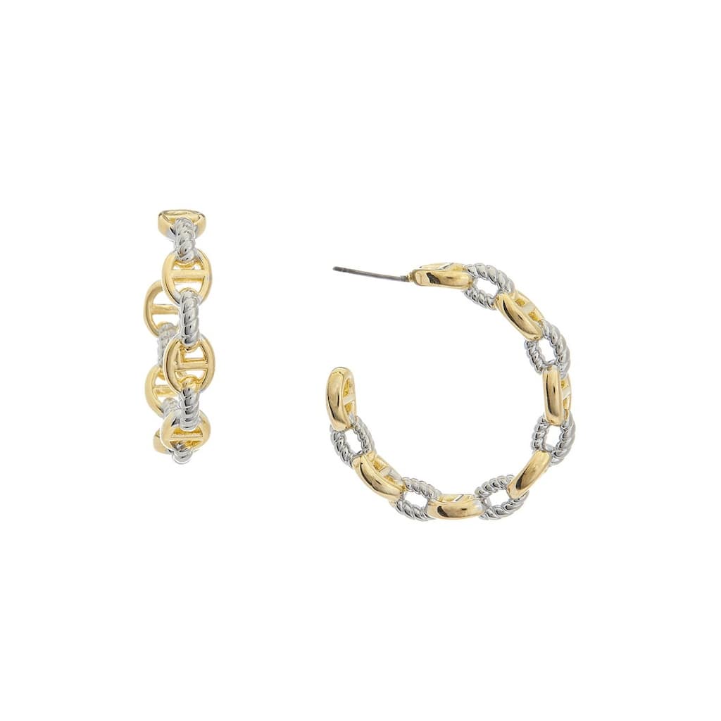 Juvell Two Tone Gold Plated Brass Hoop Earring - N/A
