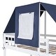 preview thumbnail 41 of 56, Twin Over Twin Playhouse Style Castle Style Bunk Bed Wooden Bed Frame with Tent and 2 Drawers (No Box Spring Needed)