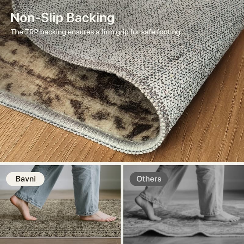 Mcow Modern Machine Washable Low Pile Lightweight Soft Print Area Rugs