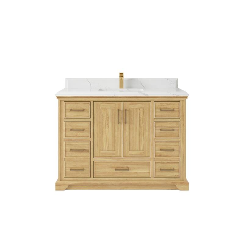 Willow Collections 48 in. W x 22 in. D Charlotte Teak Single Sink Bathroom Solid Teak Vanity with Countertop