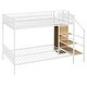 preview thumbnail 7 of 15, Twin Over Full Metal Bunk Bed w/Shelving & Storage Ladder and Wardrobe