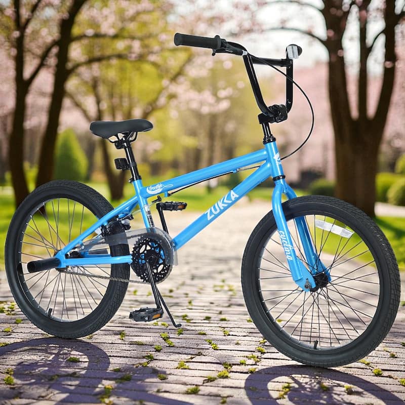20 Inch Freestyle Kids Bike, Single Speed, Steel Frame with Caliper and V Brakes, Boys & Girls Ages 7+ - Blue
