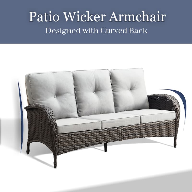 Pocassy Patio Outdoor Sofa Swivel Chairs with Ottman Table Set