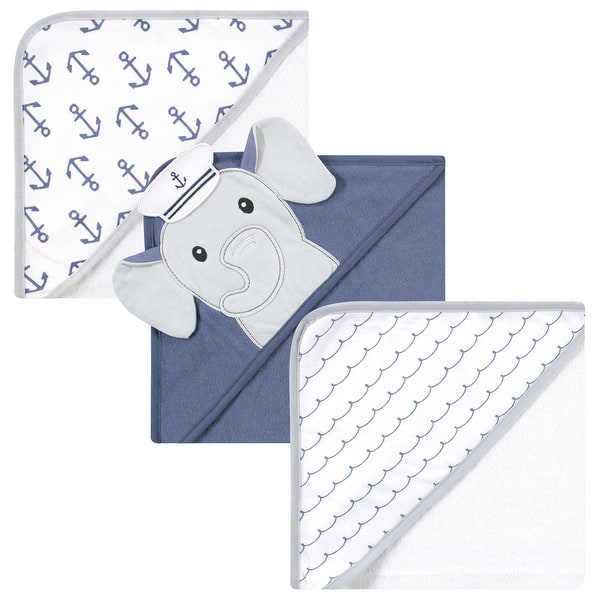 slide 1 of 1, Hudson Baby Infant Boy Cotton Rich Hooded Towels, Sailor Elephant, One Size - Sailor Elephant - One Size One Size - Sailor Elephant