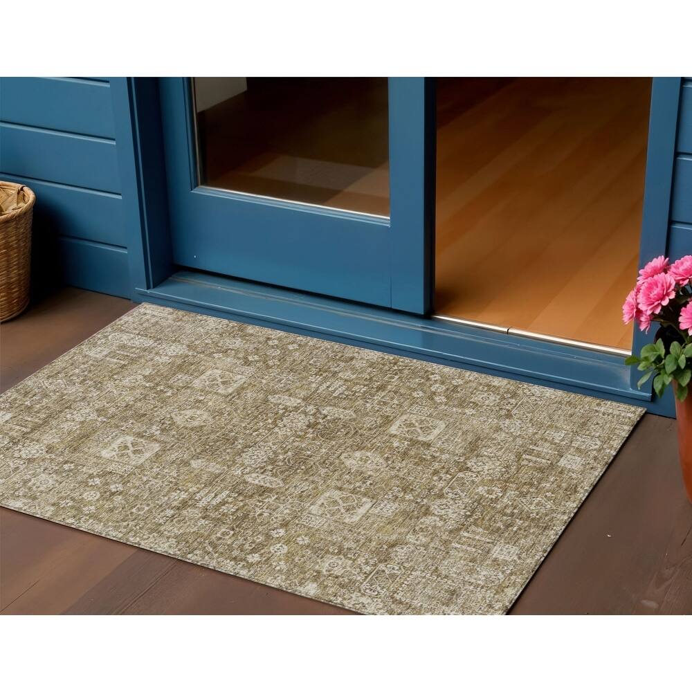 HomeRoots Oriental Transitional Rectangle Outdoor Rug