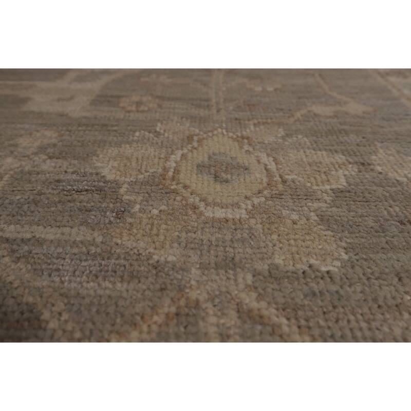Transitional Oushak Turkish Area Rug Hand-Knotted Grey Wool Carpet - 9'1"x 11'8"