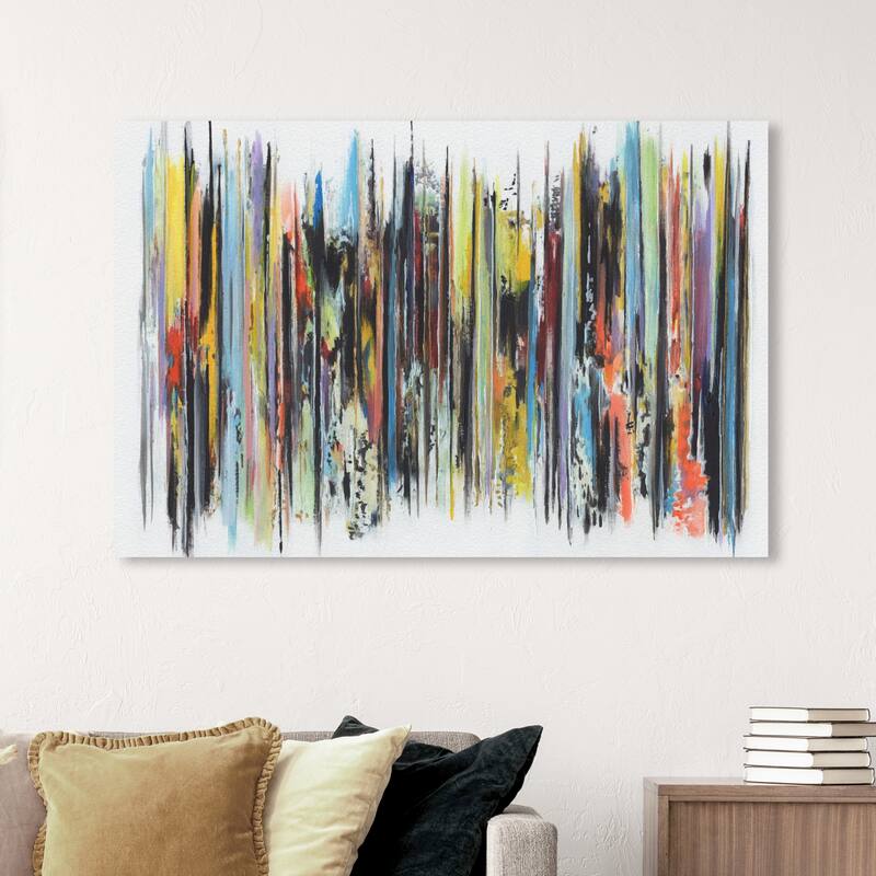 Wynwood Studio Canvas Abstract Doll Memories - Colorful Stripes Yellow and Modern & Contemporary Wall Art Canvas Print - 36 x 54
