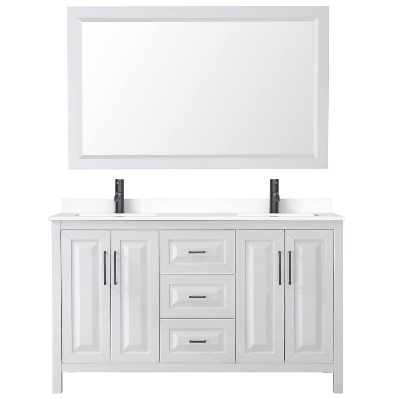 Daria 60 Inch Double Vanity, Cultured Marble Top, 58 Inch Mirror