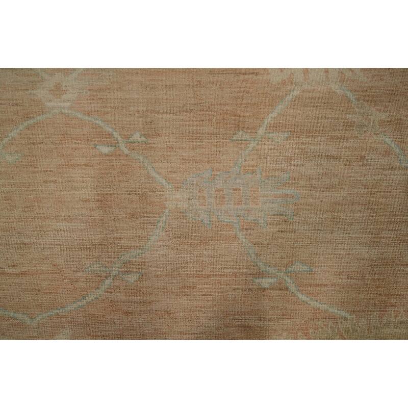 Hand Knotted Transitional Wool Orange Floral Area Rug - 15' 0'' X 12' 3''