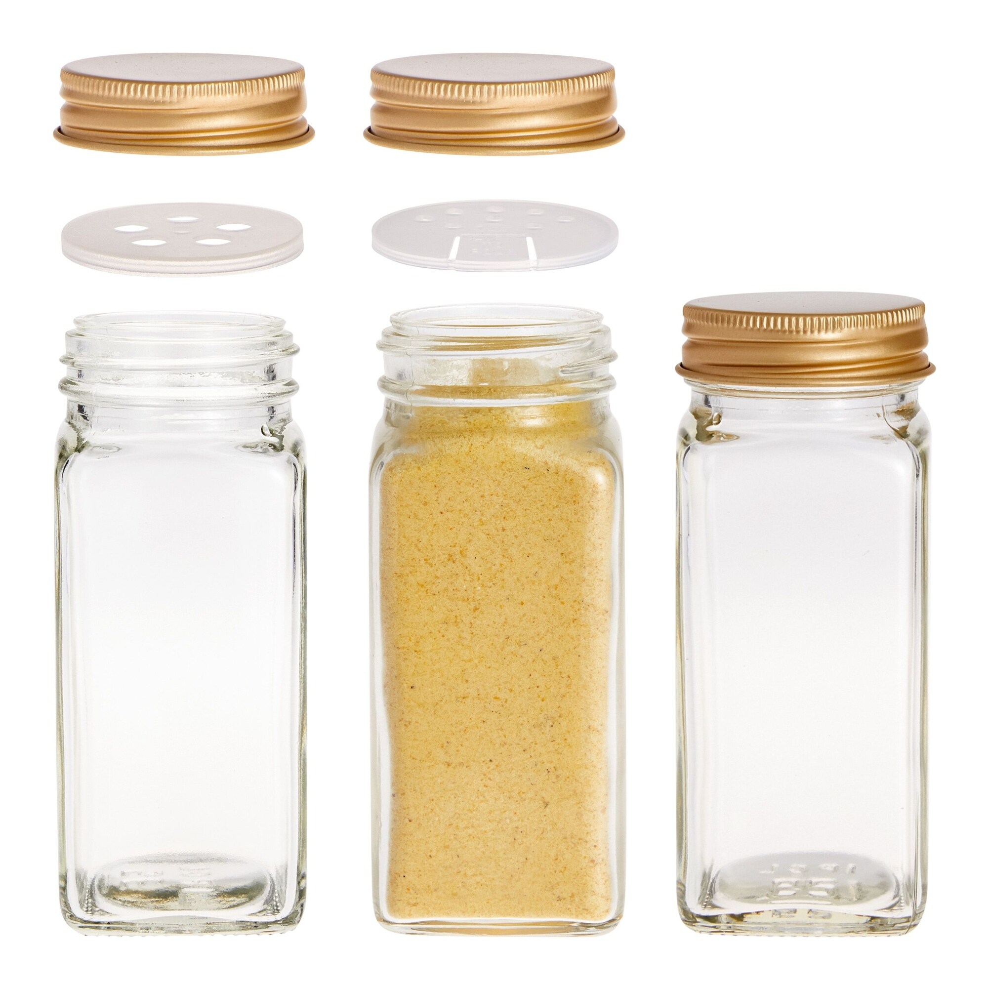 Spice Bottles Empty Glass with Labels 4 oz - 24 Piece Spice Jars