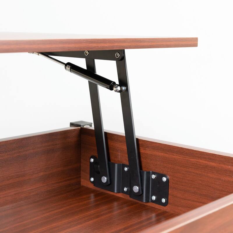 Metal Coffee Table with Lifting Top and Hidden Storage Space, Removable Wicker Baskets
