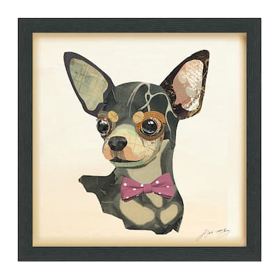 "Chihuahua Closeup" Dimensional Collage Framed Graphic Art Under Glass Wall Art