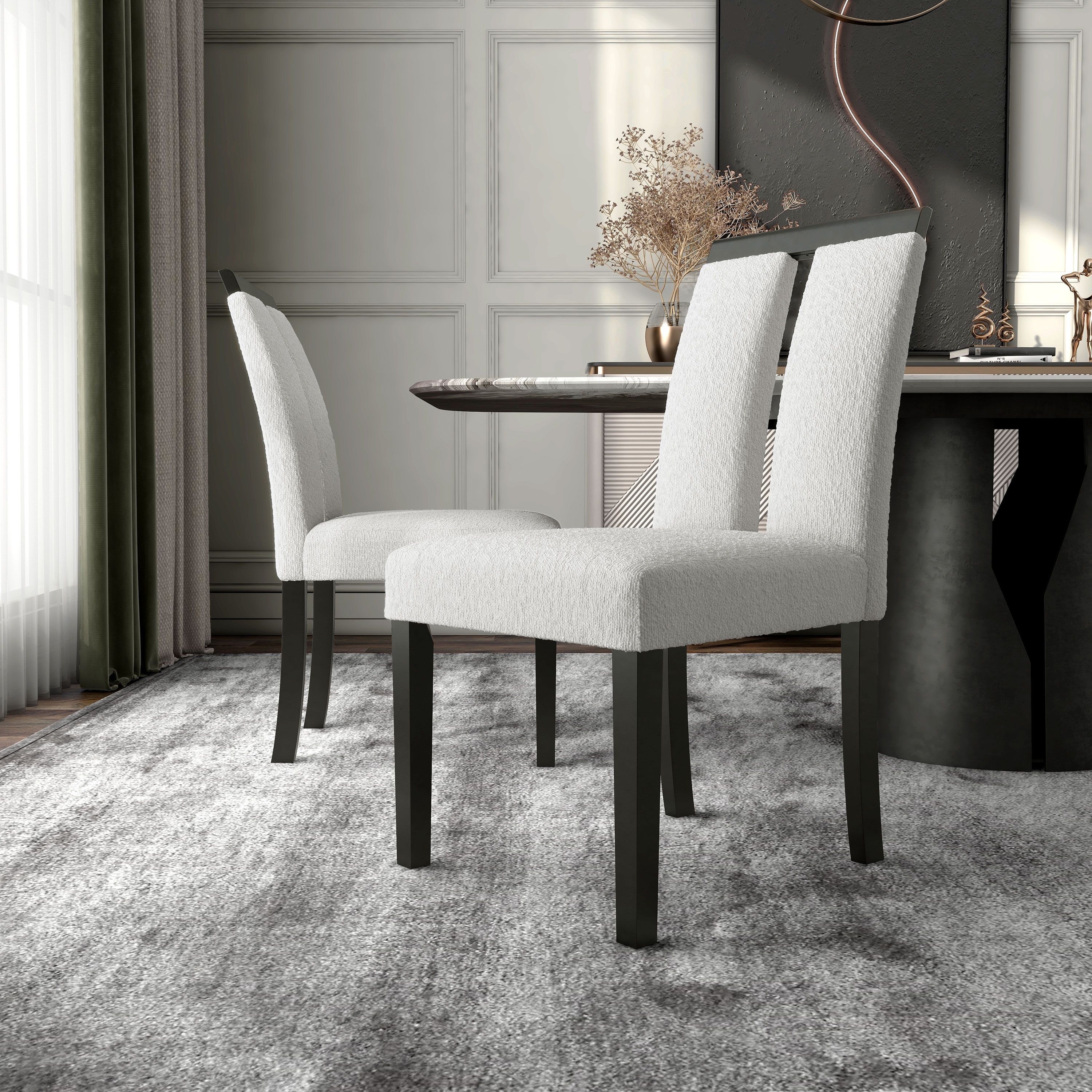 Furniture of America Lumina Modern White Upholstered Dining Chairs (Set of 2)