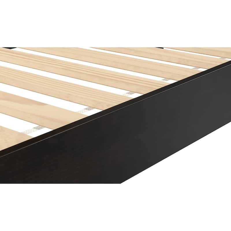 Black Twin Platform Bed with Under-Bed Storage and 14-Slat Support System