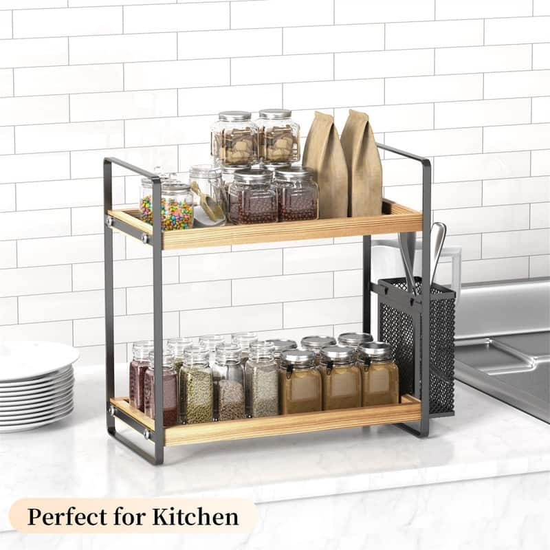 Bathroom Counter Organizer with Basket - 7"D x 13.5"W x 13"H