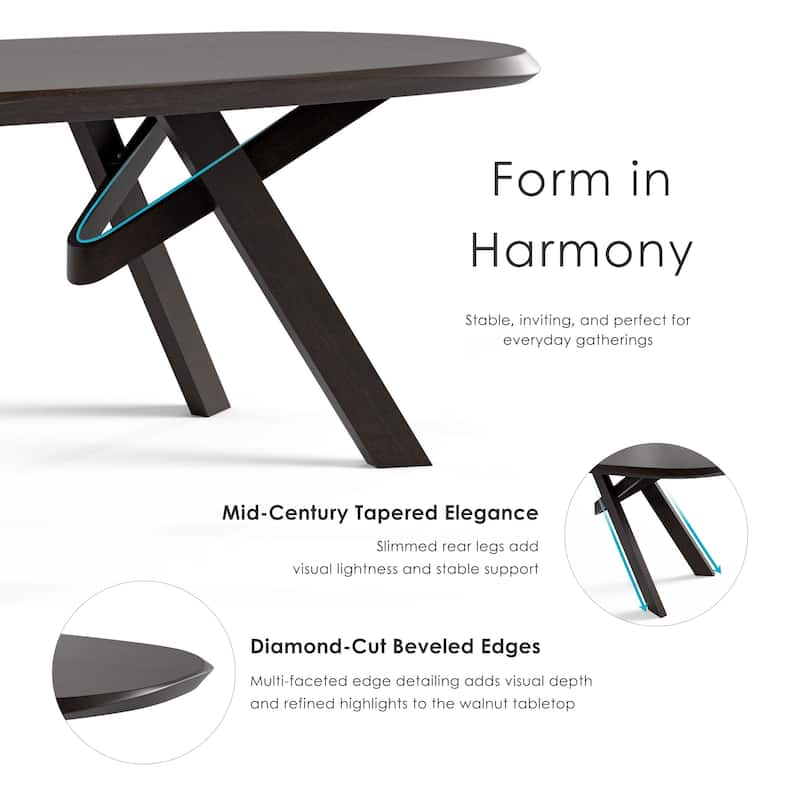 Furniture of America Abigail VI Mid-Century Modern Handfinished Solid Wood 83-inch Oval Dining Table