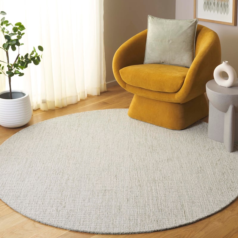 SAFAVIEH Handmade Abstract Asja Modern Wool Rug - 6' Round - Sage/Ivory