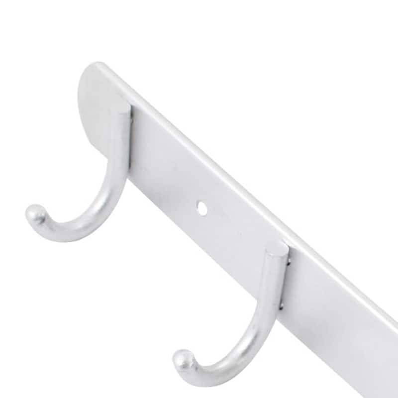 Home Metal 4 Hooks Handbag Hats Towel Wall Hanger Silver Tone - 11" x 1.3" x 1.8"(L*W*H)