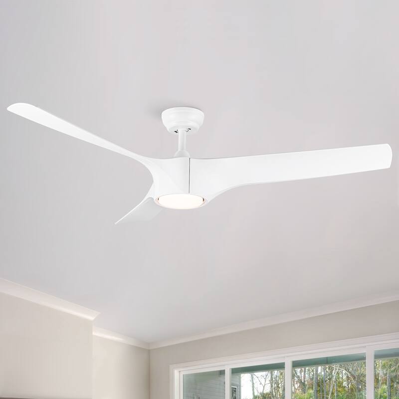 56 in. Matte White Indoor Ceiling Fan with Integrated LED Light Kit and Remote Control - 56 INCHES - 56 INCHES - Matte White - Remote