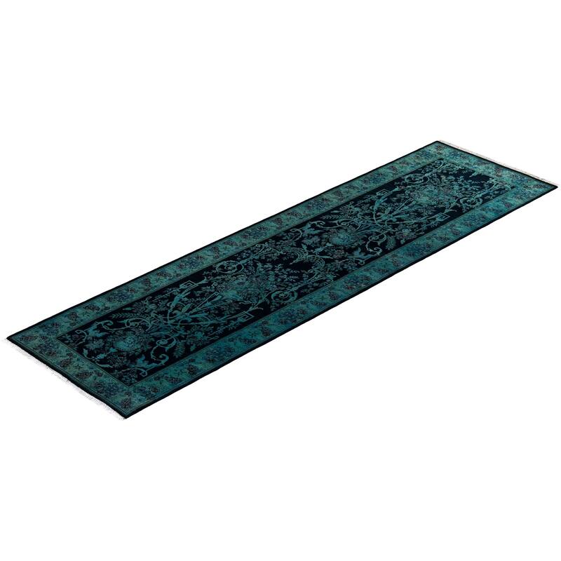 Fine Vibrance, One-of-a-Kind Hand-Knotted Area Rug - Black, 2' 7" x 9' 2" - 2' 7" x 9' 2"
