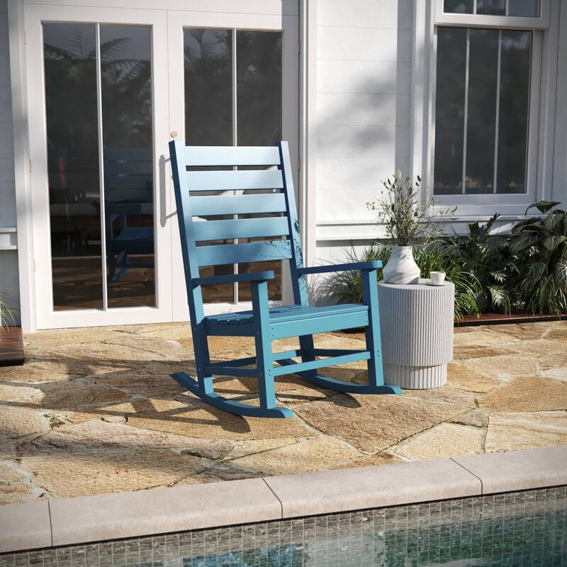 Classic Outdoor All-Weather HDPE Rocking Chair - Blue