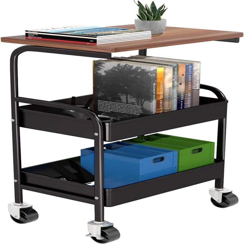 3 Tier Metal Utility Cart - 11.8"D x 16.5"W x 29.2"H - Black