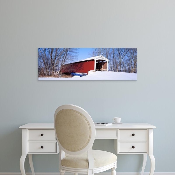 Easy Art Prints Panoramic Images's 'Neet Covered Bridge Parke Co IN USA' Premium Canvas Art