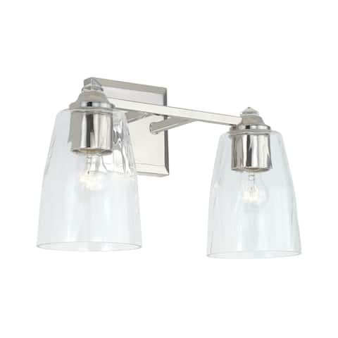 Laurent Polished Nickel Bath/ Vanity Fixture w/ Clear Glass & Crystal Finials