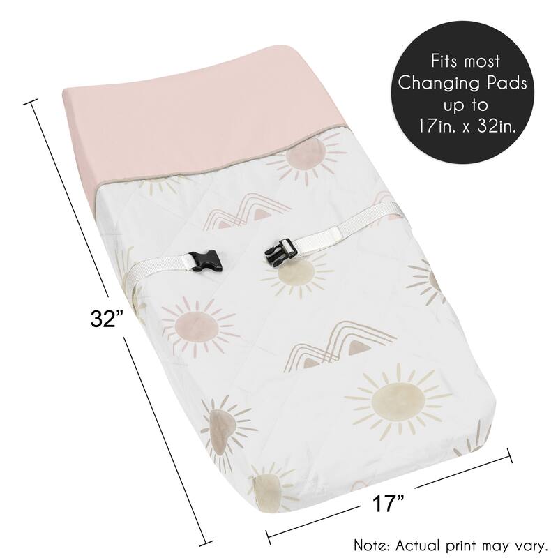 Boho Desert Sun Girl Changing Pad Cover - Blush Pink Mauve Gold Taupe Bohemian Watercolor Mountains Southwest Nature Outdoors