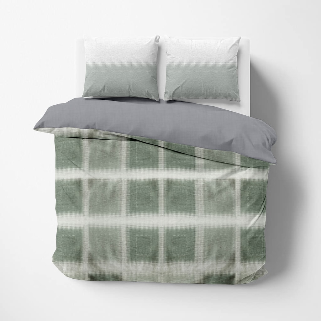 Delara GOTS Certified 100% Organic Cotton Check Reversible Print Duvet Cover and Sham Set of 2