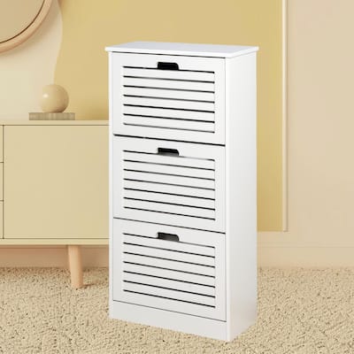 Space-Saving 3-Tier Shoe Storage Cabinet with Adjustable Shelves and 3 Flip Doors for Entryway, Hallway, Foyer Organization
