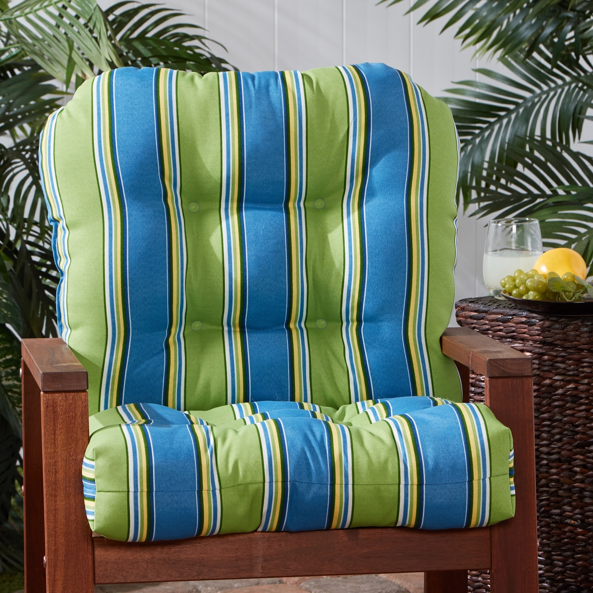 Cayman Stripe 21 inch x 42 inch Outdoor Chair Cushion Cushion Only