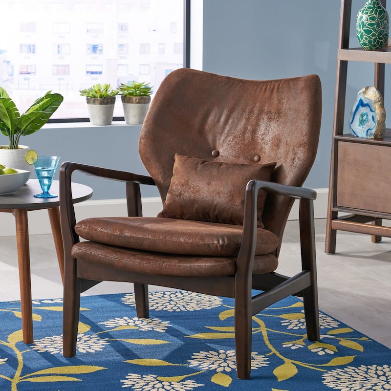 Brown 26.25" Button Tufted Club Chair - Brown