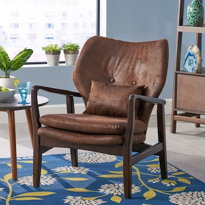 Brown 26.25" Button Tufted Club Chair