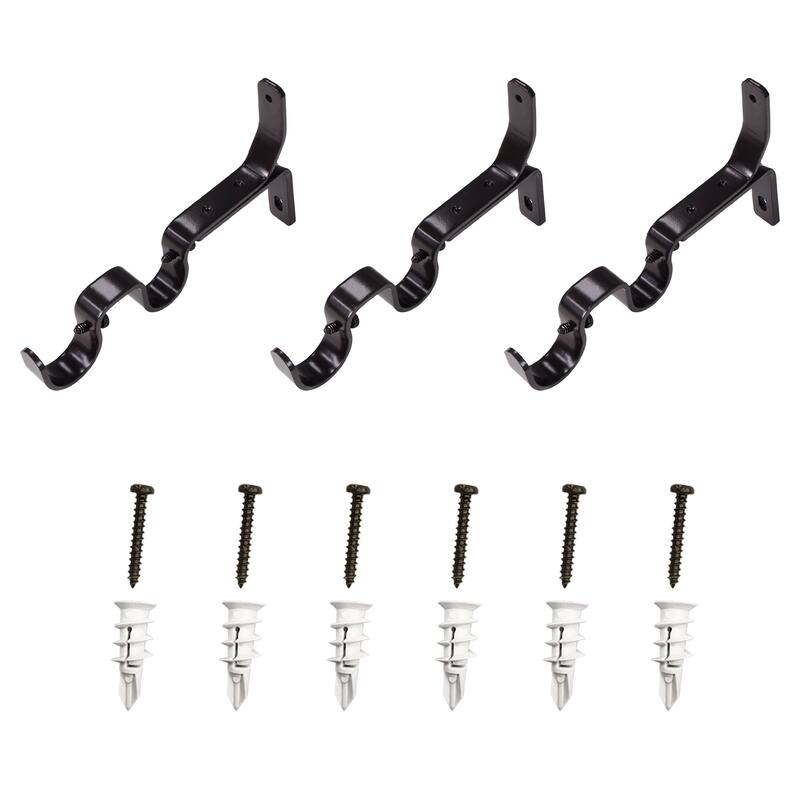 Double Curtain Rod Brackets 1" & 3/4" | 3-Pack