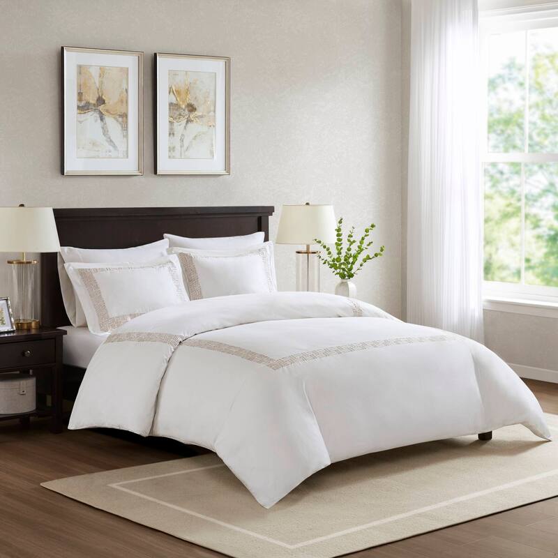 Harbor House Nile 3 Piece Cotton Sateen with Embroidery Duvet Set