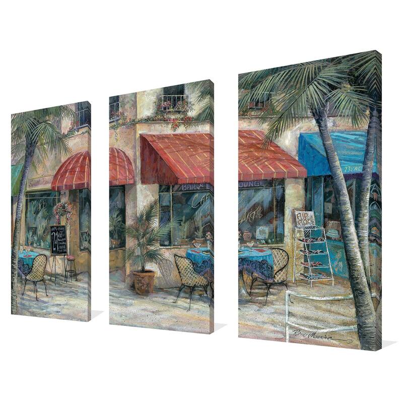 "Cafe of the Arts" by Ruane Manning 3 Piece Set on Canvas