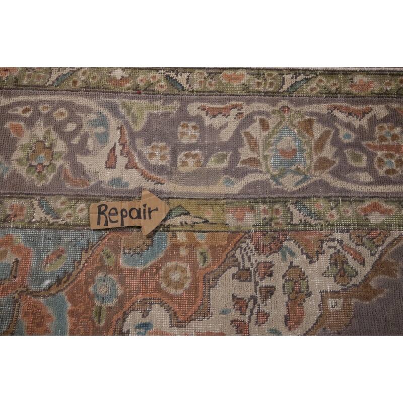 Purple Tabriz Vintage Persian Area Rug Handmade Wool Carpet - 7'11" x 11'1"