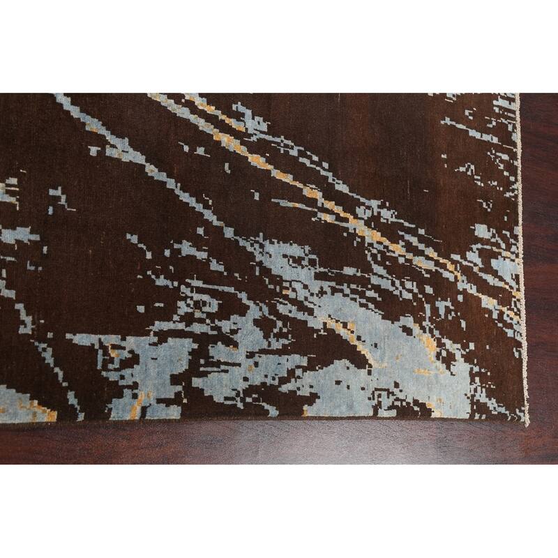 Contemporary Abstract Vegetable Dye Area Rug Hand-knotted Wool Carpet - 6'9" x 9'8"