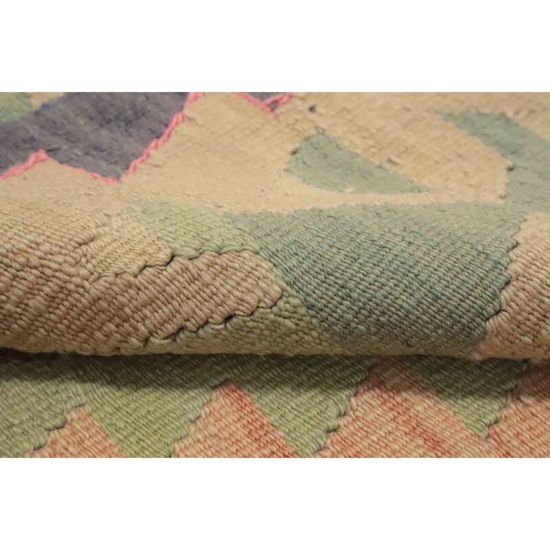 Hand Woven Oriental 100% Wool Carpet Southwestern Tribal Oranges & Rust Kilim Area Rug - 11' 5'' X 5' 4''