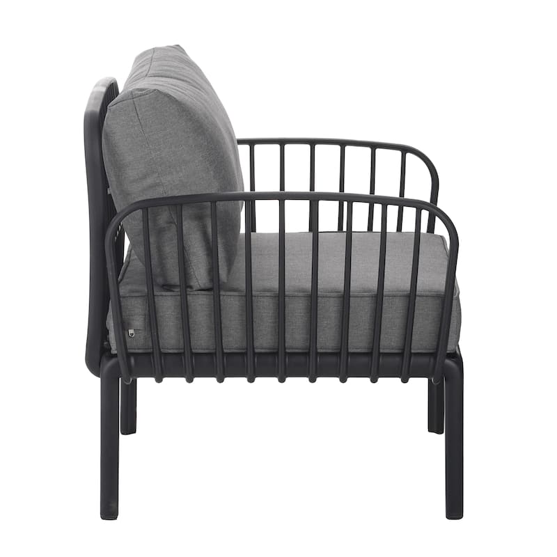 ( SET OF 2 ) Outdoor Patio Club Chair, Modern Patio Furniture, Waterproof Thick Cushion Deep Seating for Porch, Balcony