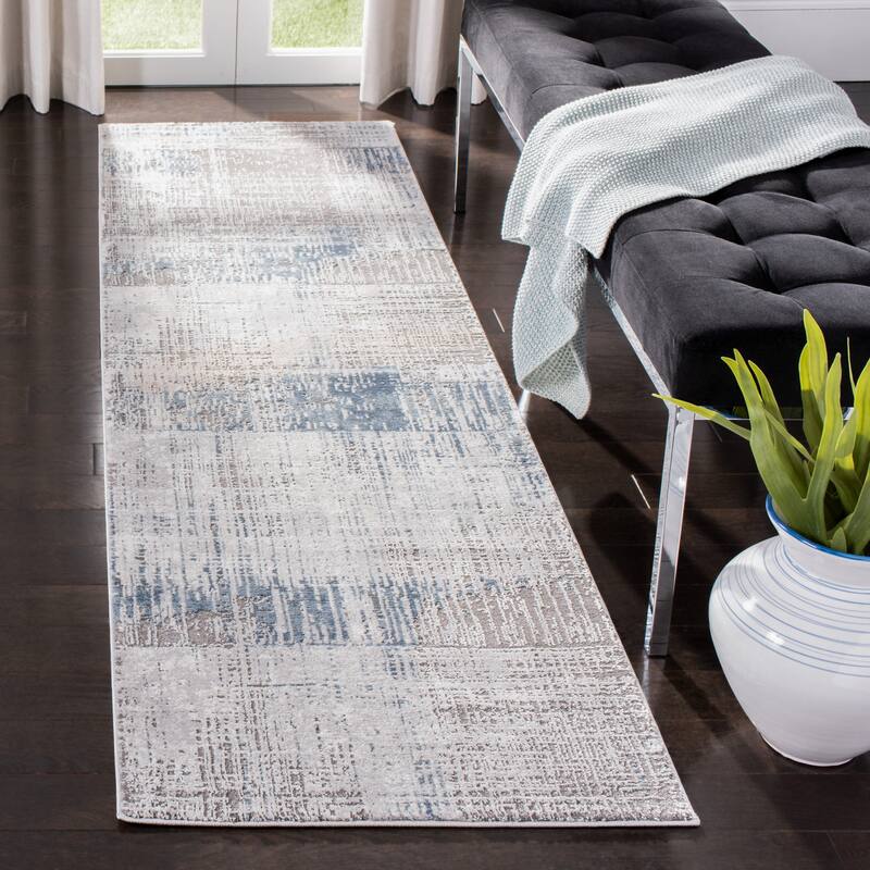 SAFAVIEH Craft Sadula Modern Abstract Rug - 2'3" x 6' Runner - Grey/Blue