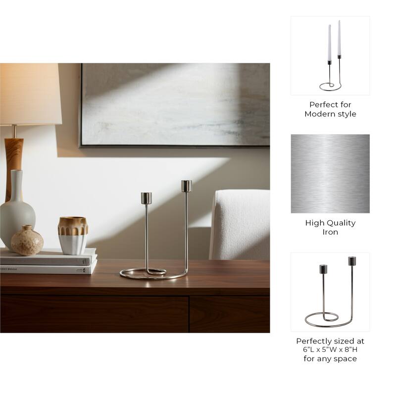 Modern Metal Taper Holder Open-Frame Design and Dual Candle Support