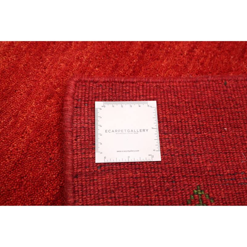 ECARPETGALLERY Hand Loomed Kashkuli Gabbeh Red Wool Rug - 5'0 x 7'9